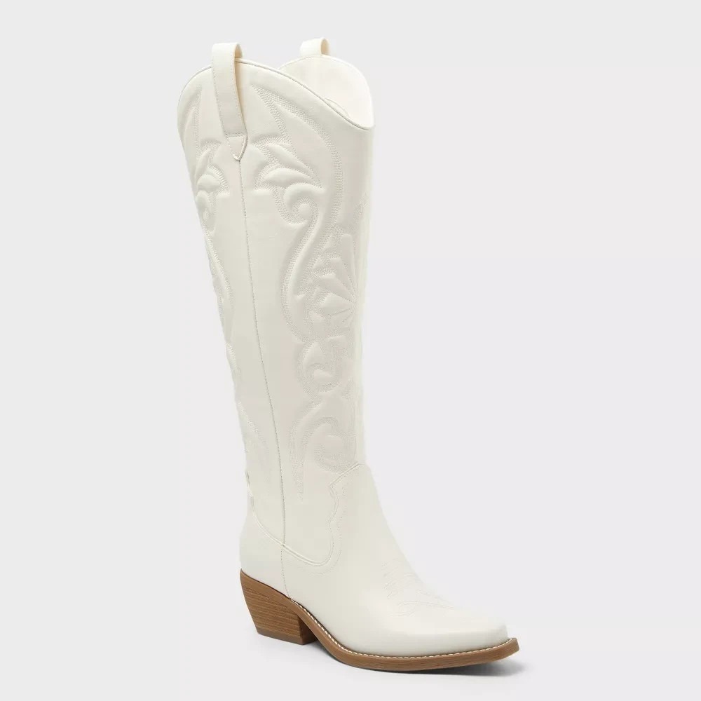Women's Wild Fable Kenzie Tall Western Boots Ivory 7.5 New With Tags